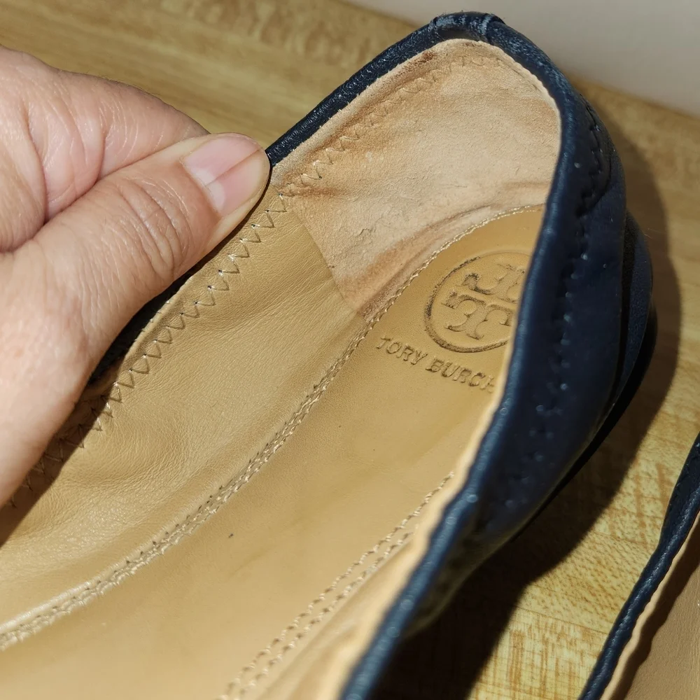 TORY BURCH Minnie Embellished Logo Travel Ballet Flat, size 7M